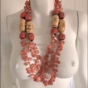 Italian necklace real coral big stones and coral beads